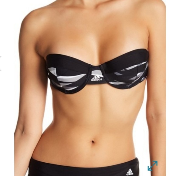 adidas Other - adidas Overlay Stripe Bandeau Bikini Top